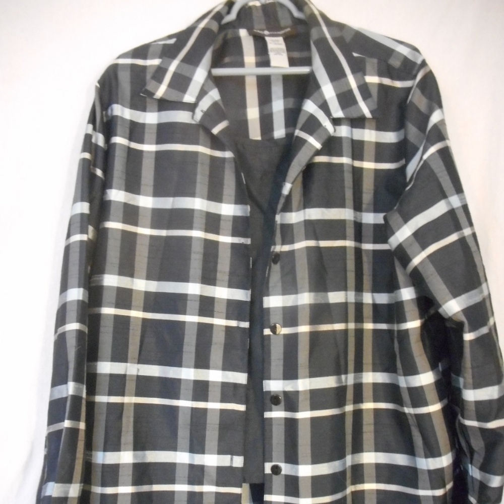 Sag Harbor Sz 18 Blue Silver Plaid mock 2 fer top